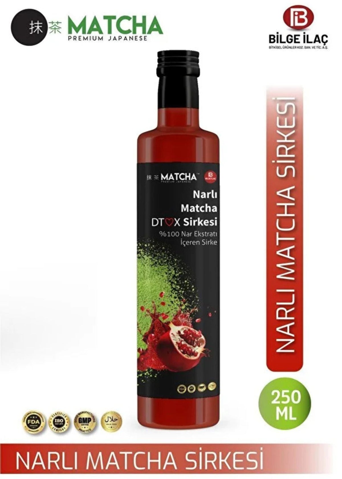 Matcha Premium Japanese Granatapfelessig mit grünem Tee 250ml