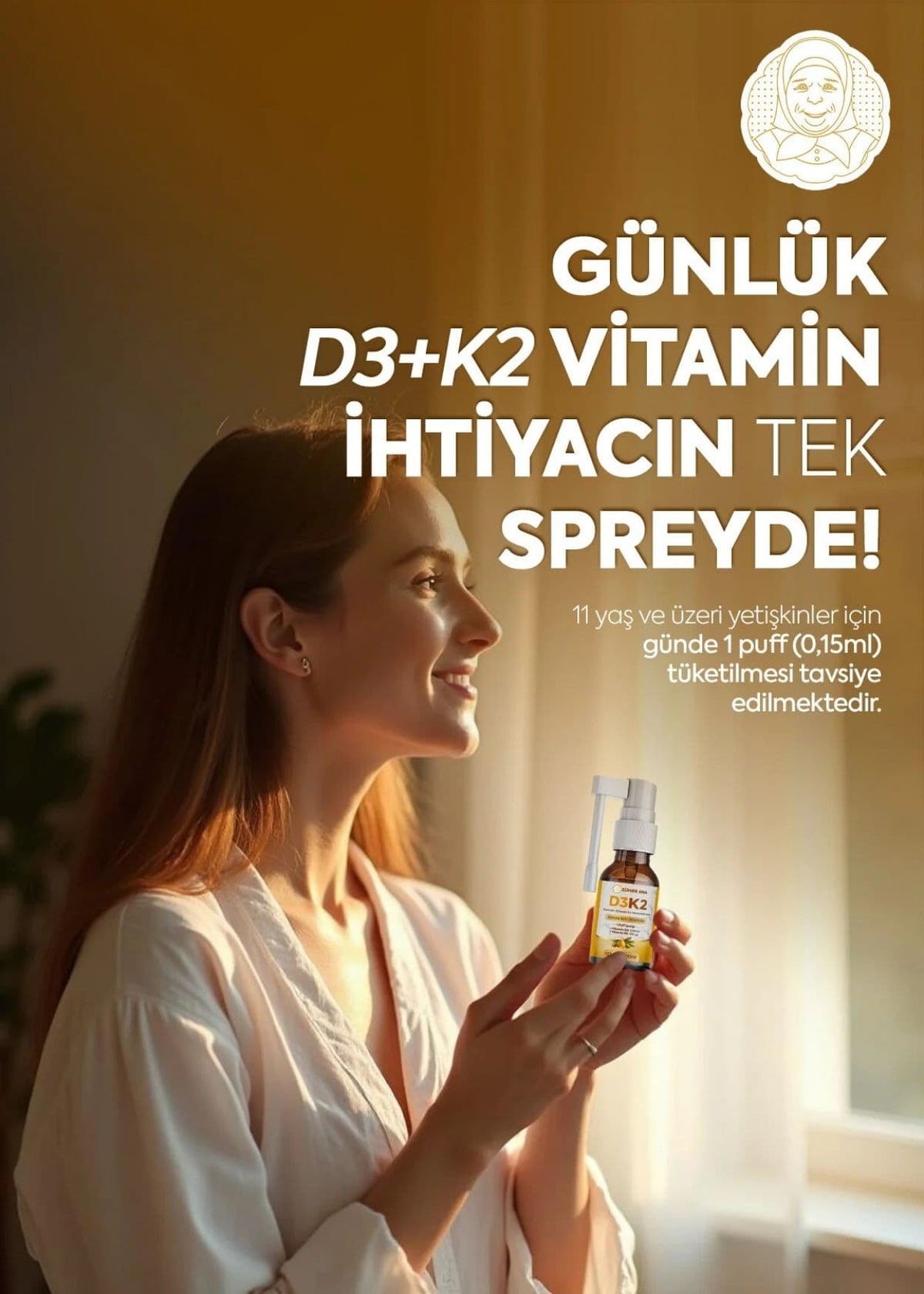 Zühre Ana Vitamin Flüssiges Nahrungsergänzungsmittel mit D3 & K2 – Spray 20 ml