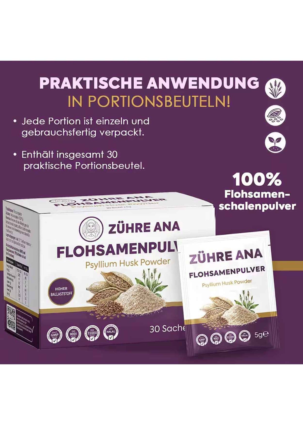 Zühre Ana Karnıyarık Otu (Psyllium) Tozu 30x5 g