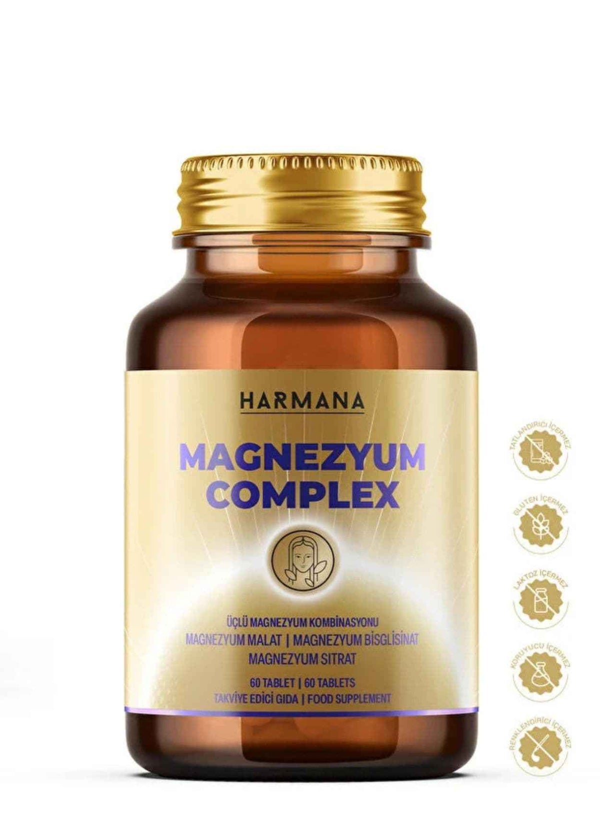 Harmana Magnezyum Complex (Bisglisinat, Sitrat, Malat) 60 Tabletten