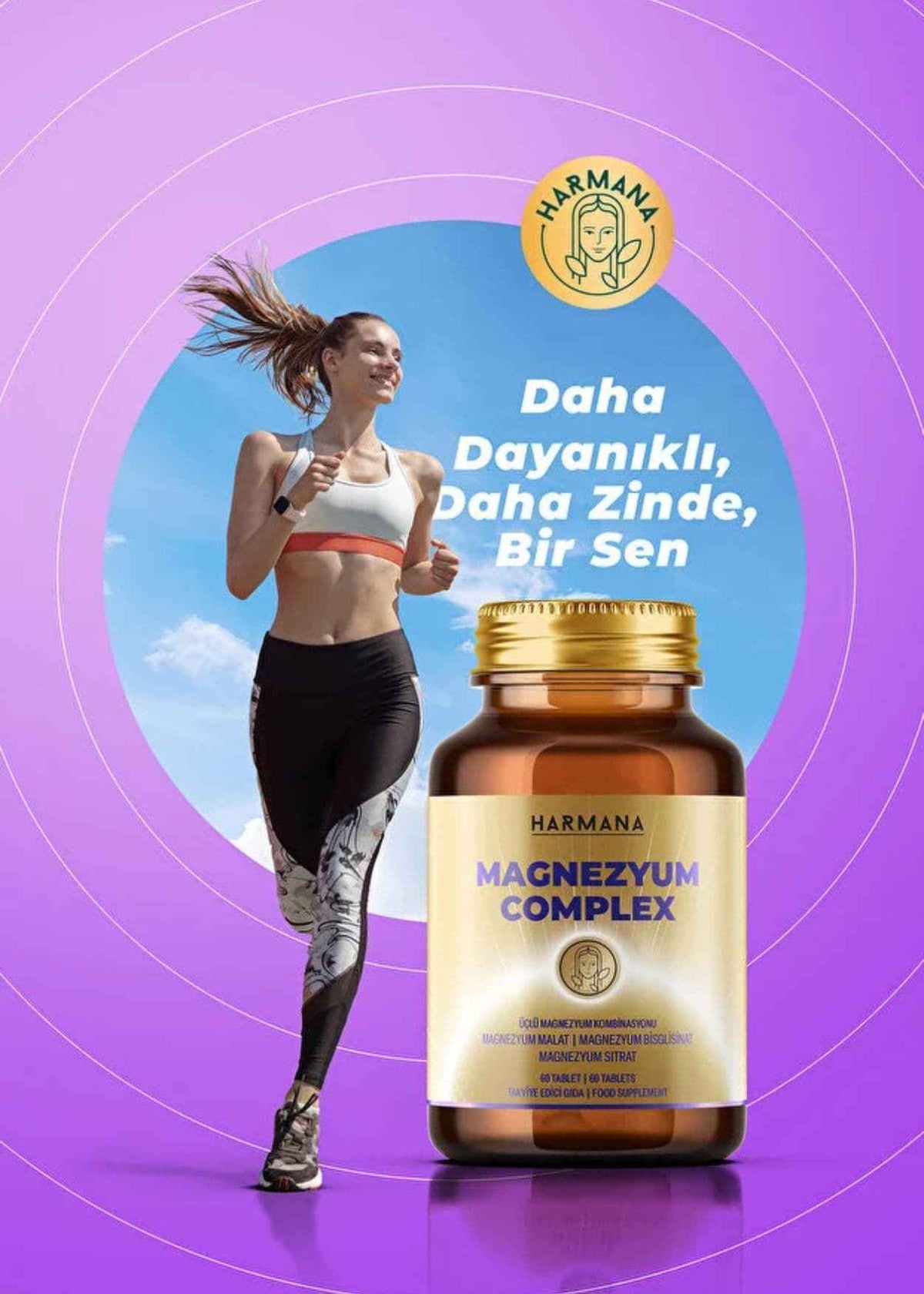 Harmana Magnezyum Complex (Bisglisinat, Sitrat, Malat) 60 Tabletten