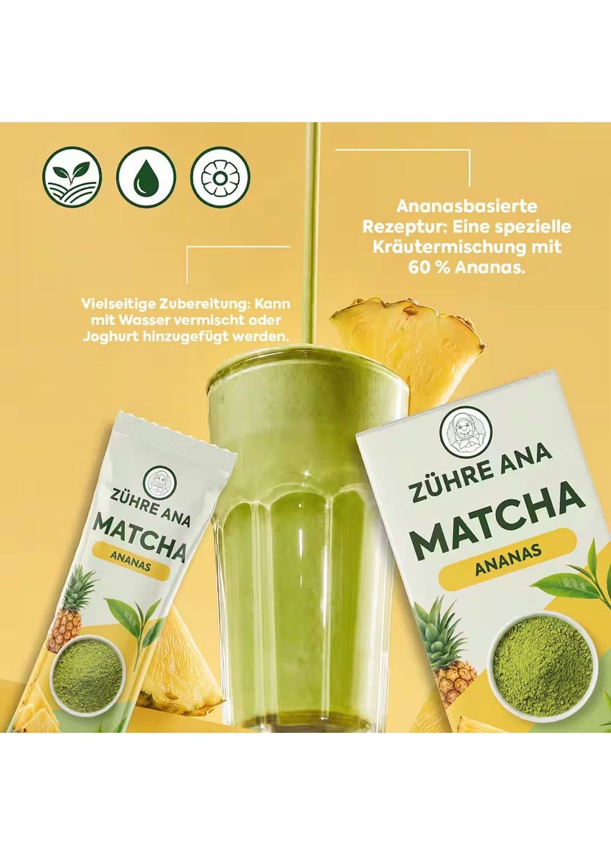Zühre Ana Tee Matcha Ananas Grüntee-Mischung mit Faulbaum & Zitrone 20x8 g