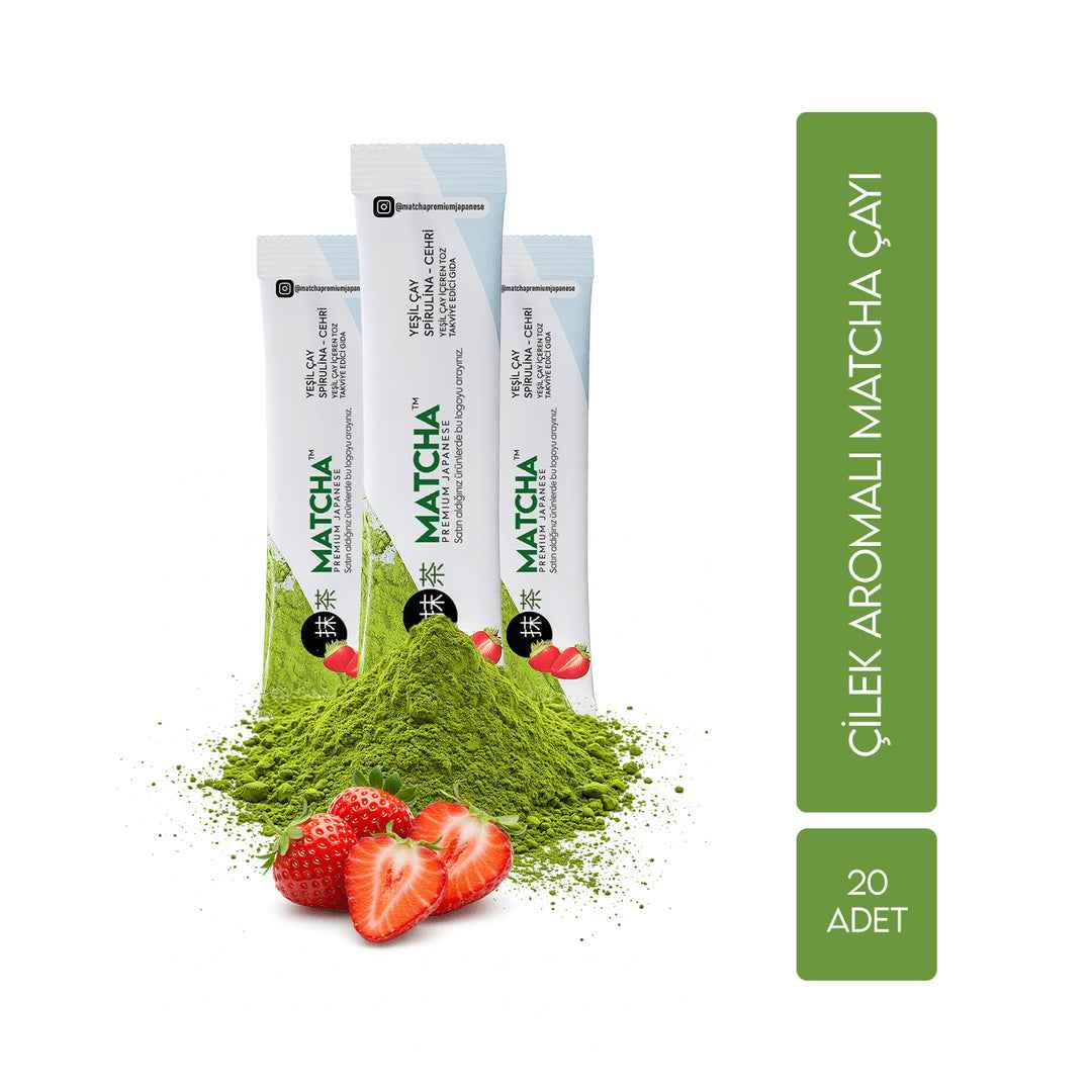 Çilek Aromalı Matcha Yeşil Çay 160g
