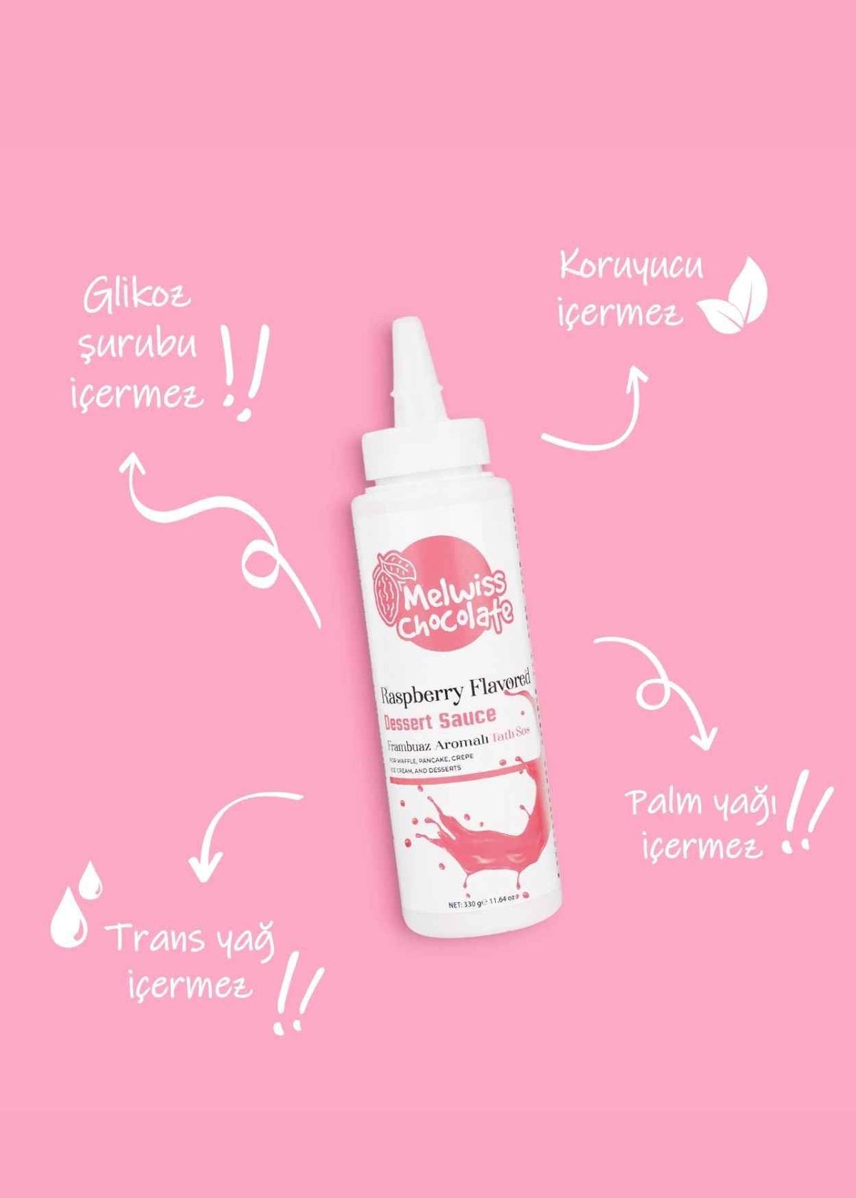 Melwiss Chocolate - Frambuaz Aromalı Tatlı Sosu 330g