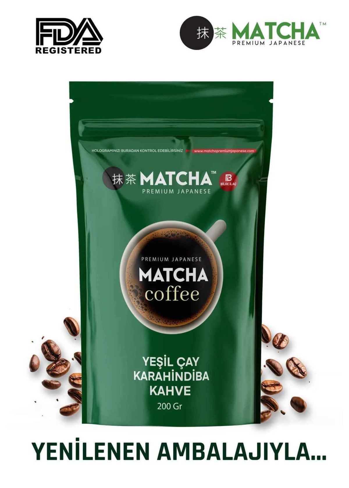 Matcha, Yeşil Çay ve Karahindiba İçeren Kahve (Premium Japon Matcha Kahvesi) 200g