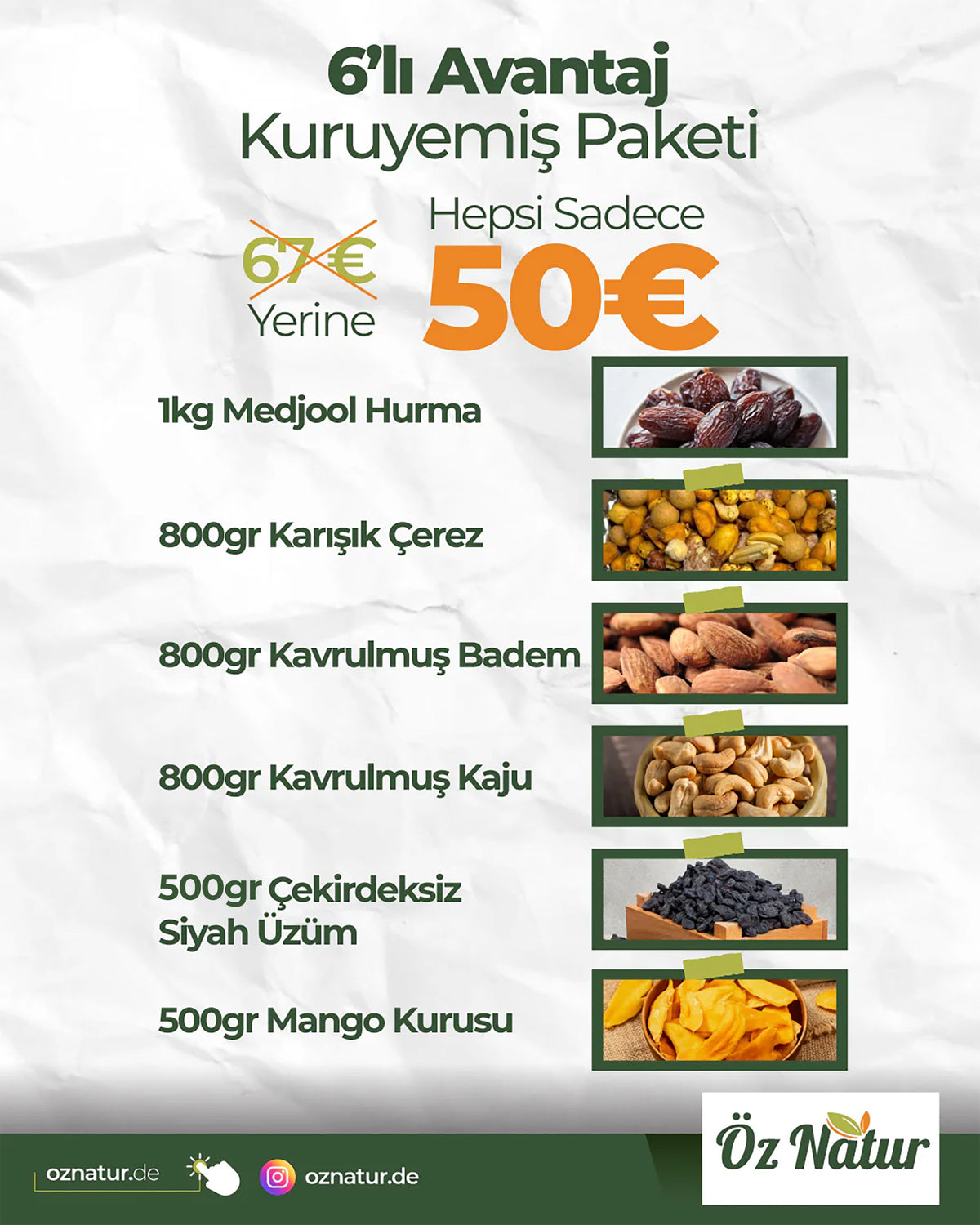 6'lı Avantaj Kuruyemiş Paketi