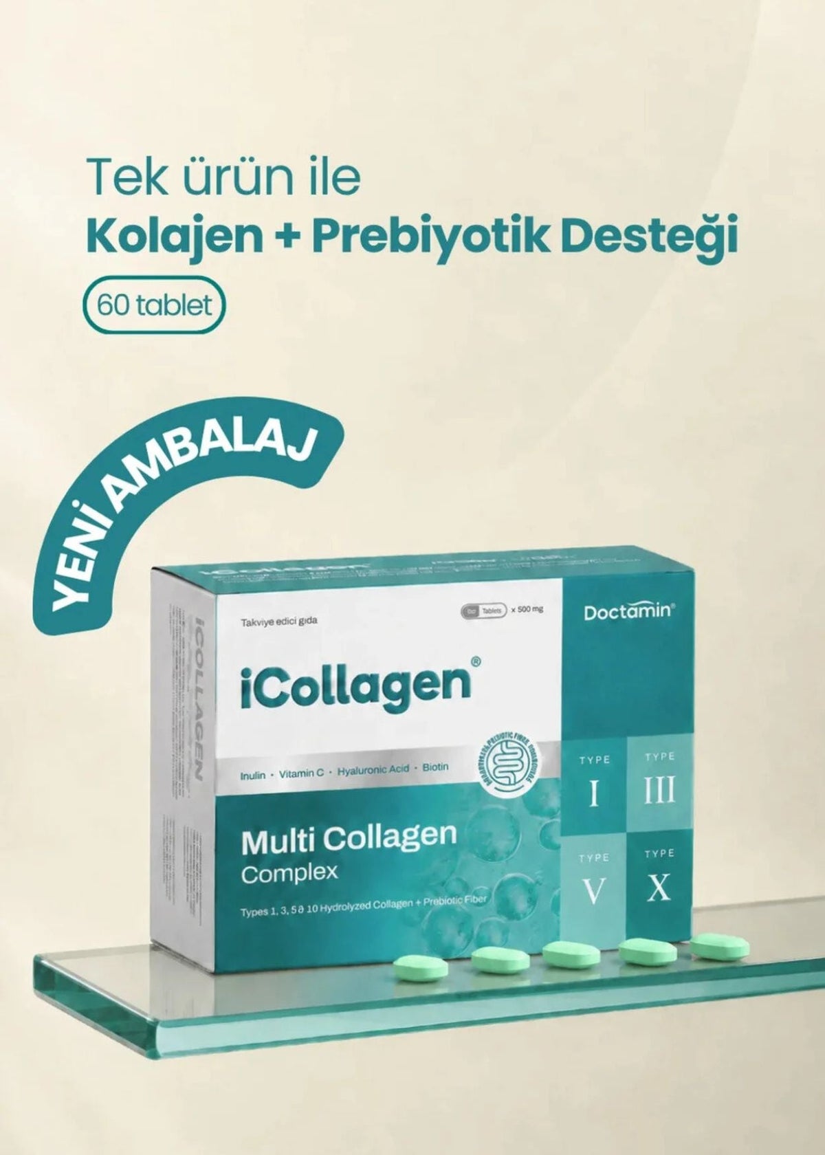 iCollagen Kolajen Ve Probiyotik Tablet 60 Tabletten