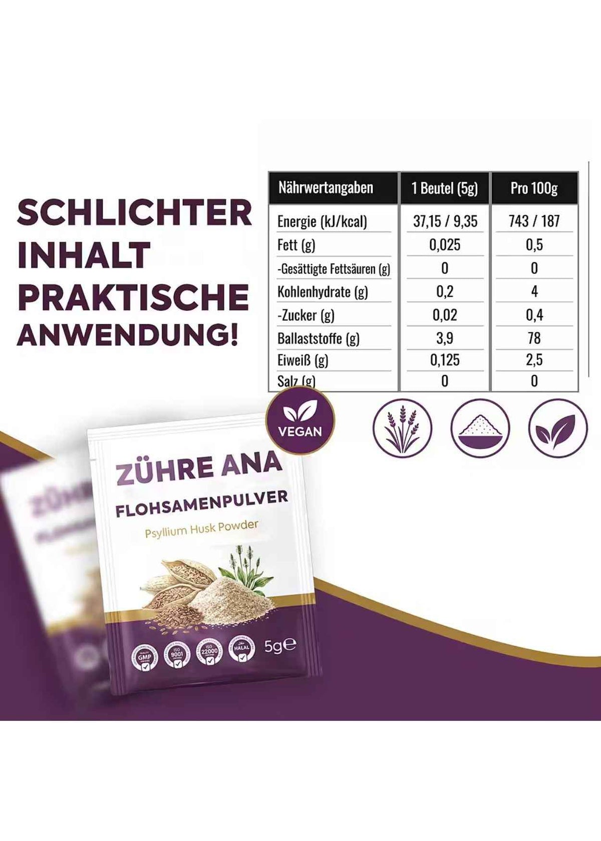 Zühre Ana Karnıyarık Otu (Psyllium) Tozu 30x5 g
