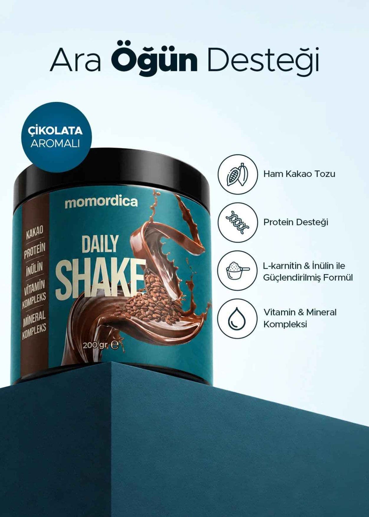 Momordica Daily Shake (Kakao Tozu, Protein, İnülin, 9 Vitamin, 5 Mineral) 200g