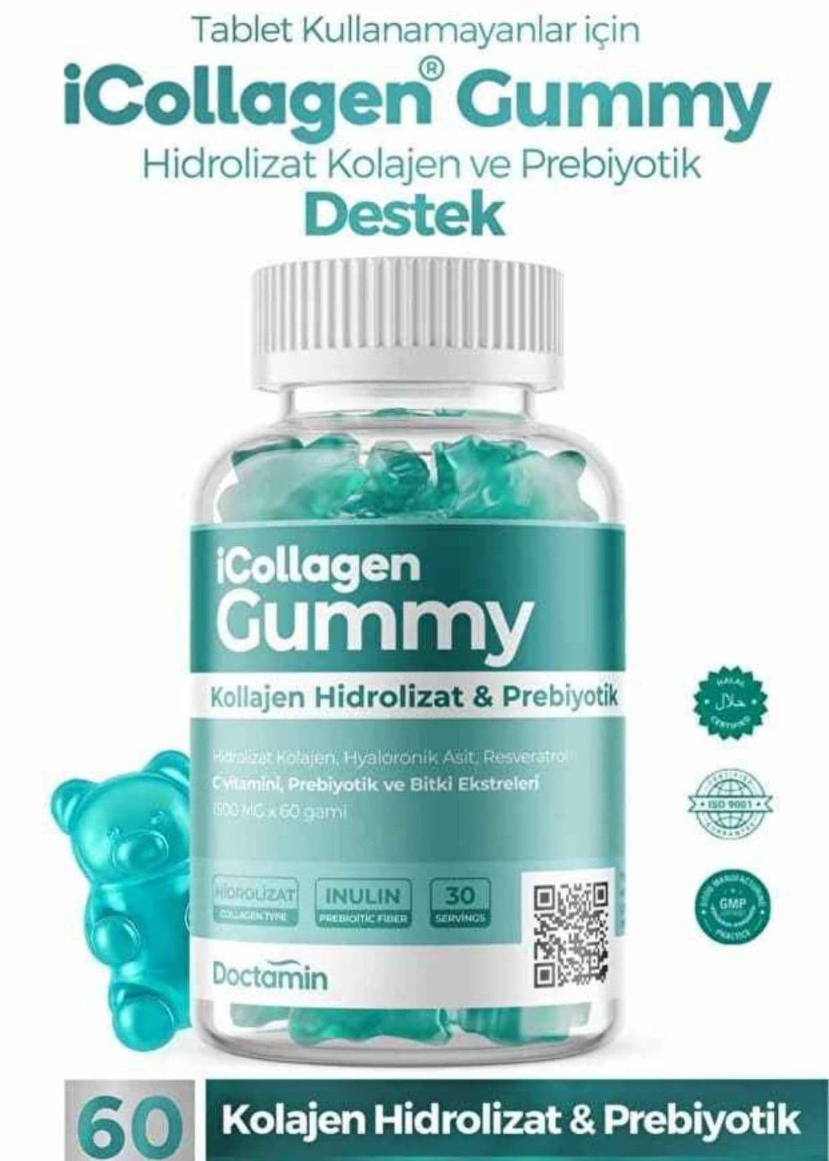 iCollagen Gummies Jelibon Hidrolizat Kolajen & Prebiyotik
 150g (60 x 2,5g)