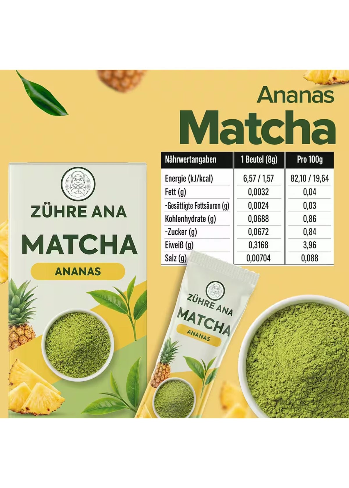 Zühre Ana Tee Matcha Ananas Grüntee-Mischung mit Faulbaum & Zitrone 20x8 g