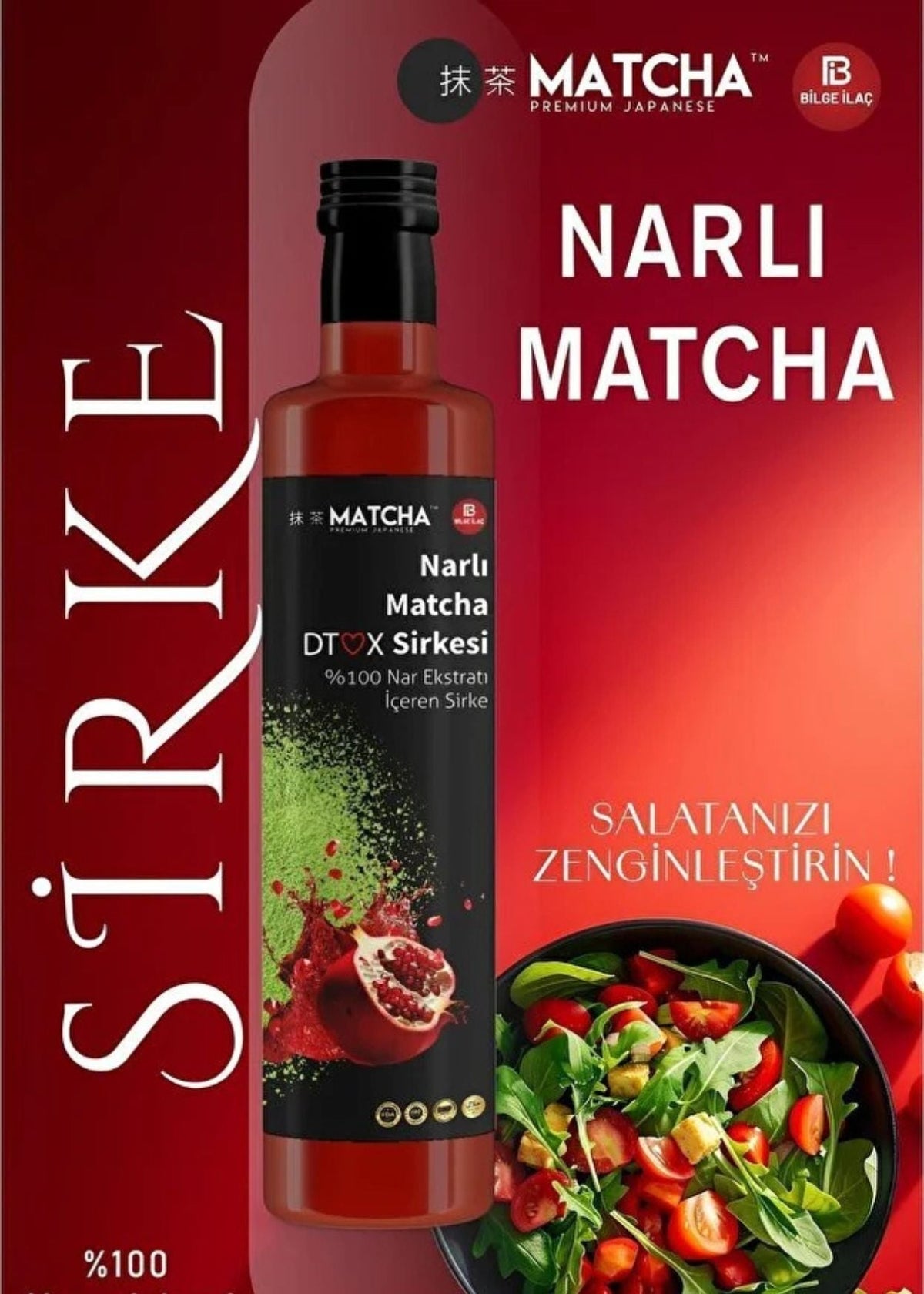 Matcha Premium Japanese Granatapfelessig mit grünem Tee 250ml