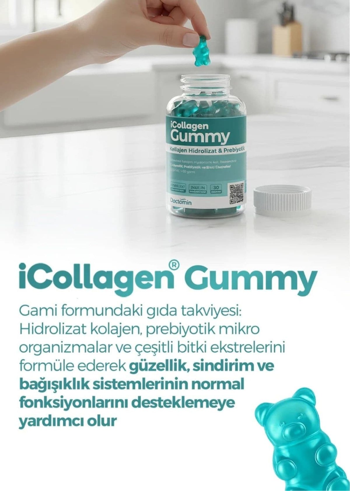 iCollagen Gummies Jelibon Hidrolizat Kolajen & Prebiyotik
 150g (60 x 2,5g)