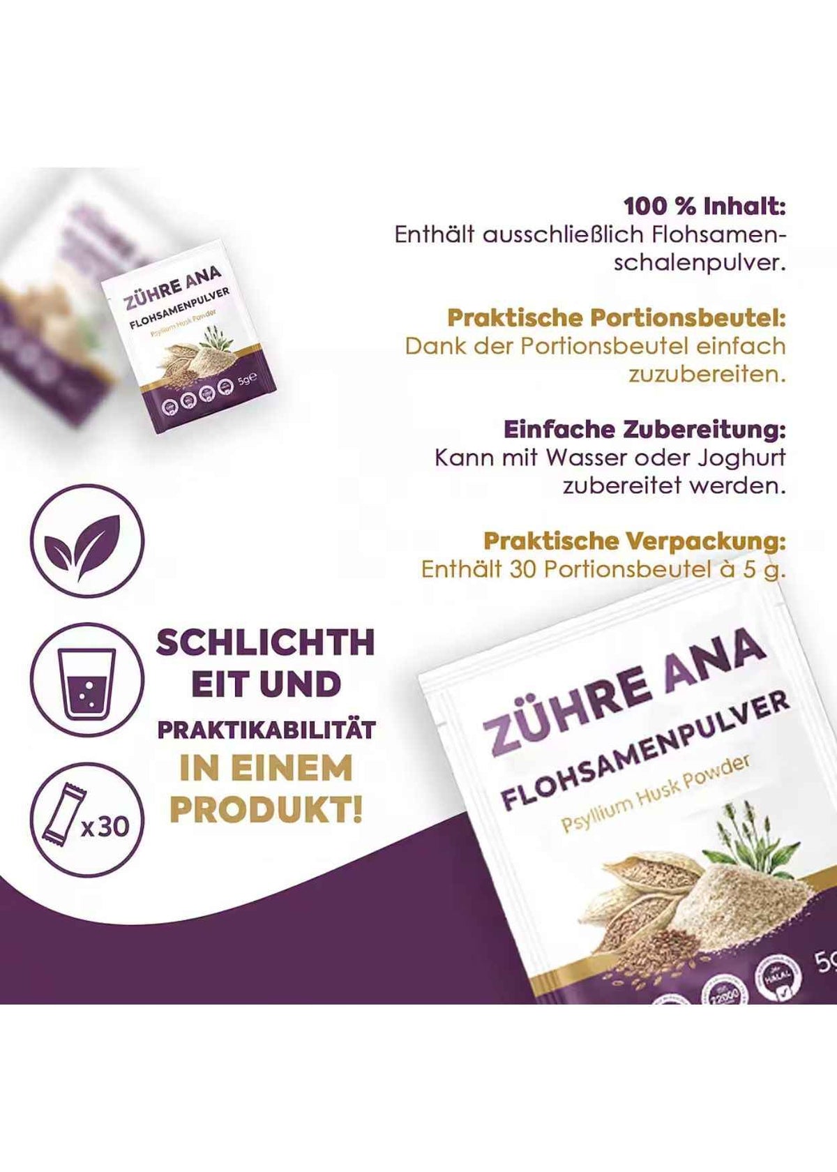 Zühre Ana Karnıyarık Otu (Psyllium) Tozu 30x5 g