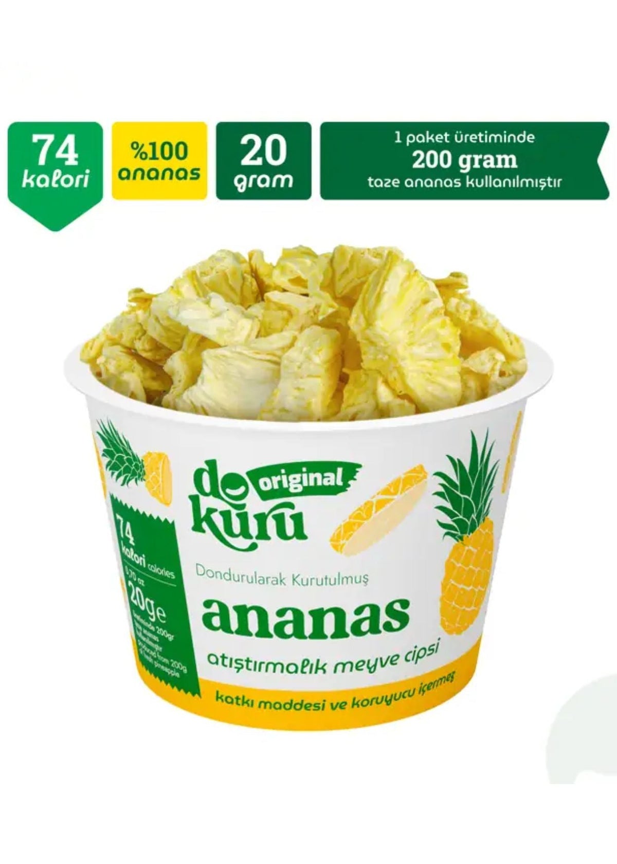 Dokuru Gefriergetrocknete Ananas (Fruchtchips) 20g