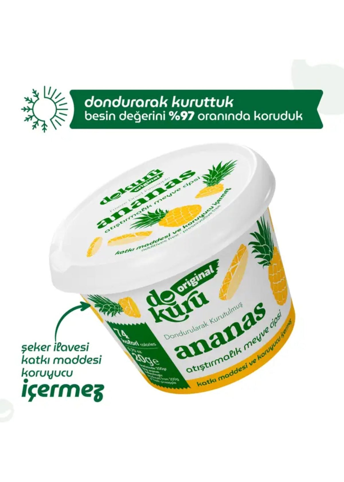 Dokuru Gefriergetrocknete Ananas (Fruchtchips) 20g