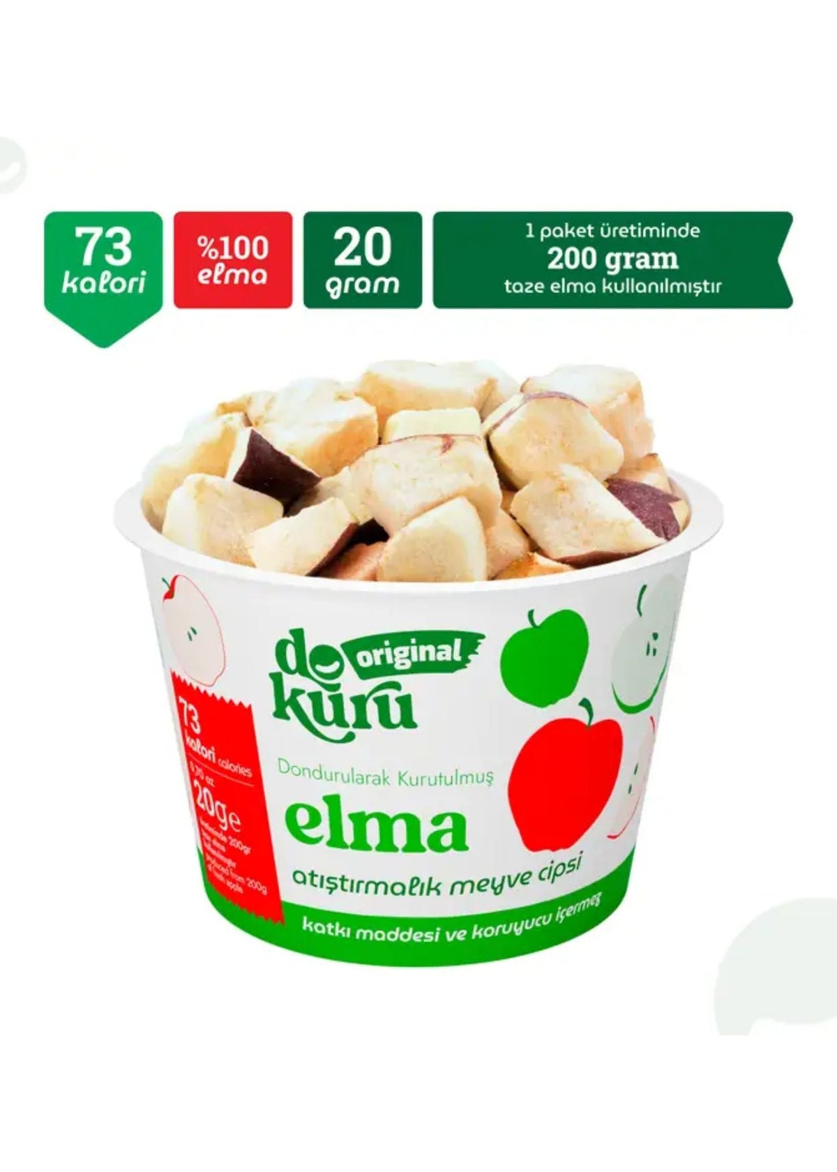 Dokuru Gefriergetrocknete Apfel (Fruchtchips) 20g