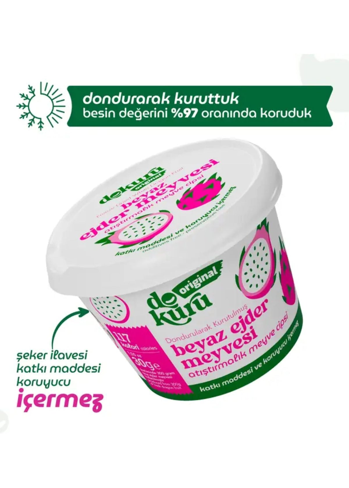 Dokuru Gefriergetrocknete Drachenfrucht Weiß (Fruchtchips) 30g