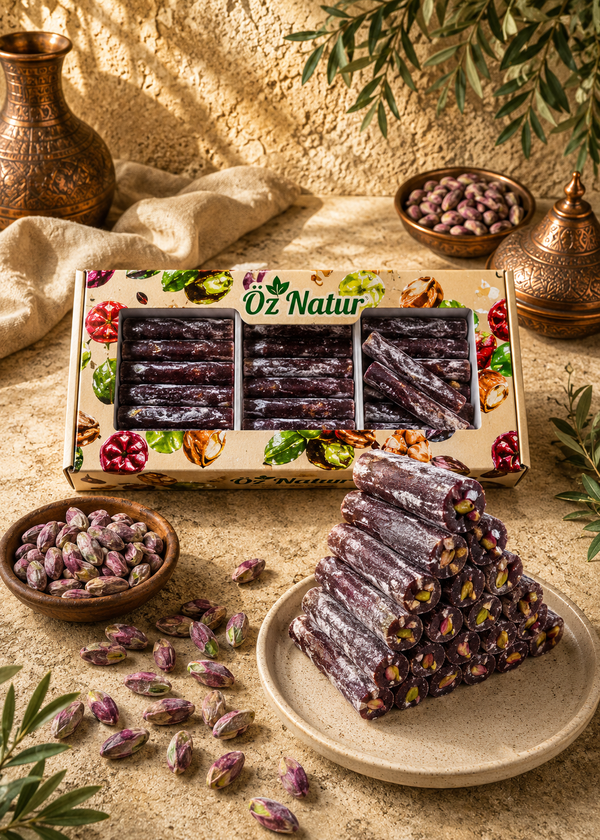 Böğürtlen Aromalı Antep Fıstıklı Fitil Lokum 250g
