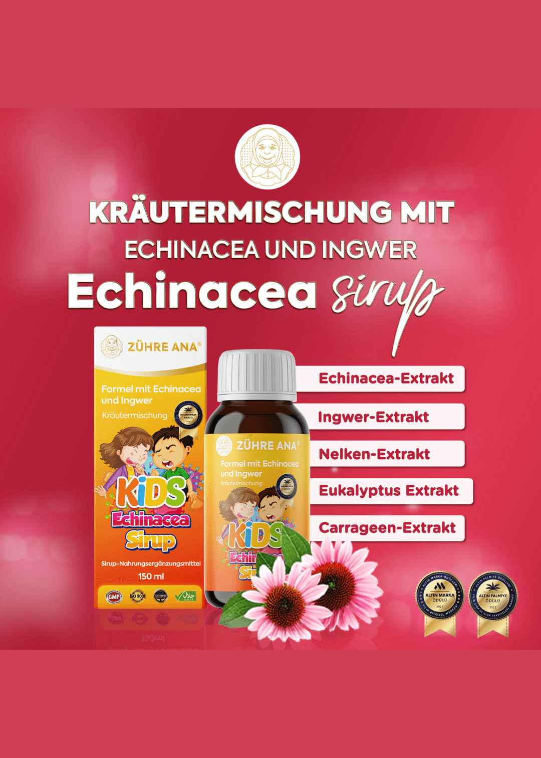 Zühre Ana Kids Ekinezya ve Zencefilli Şurup 150ml