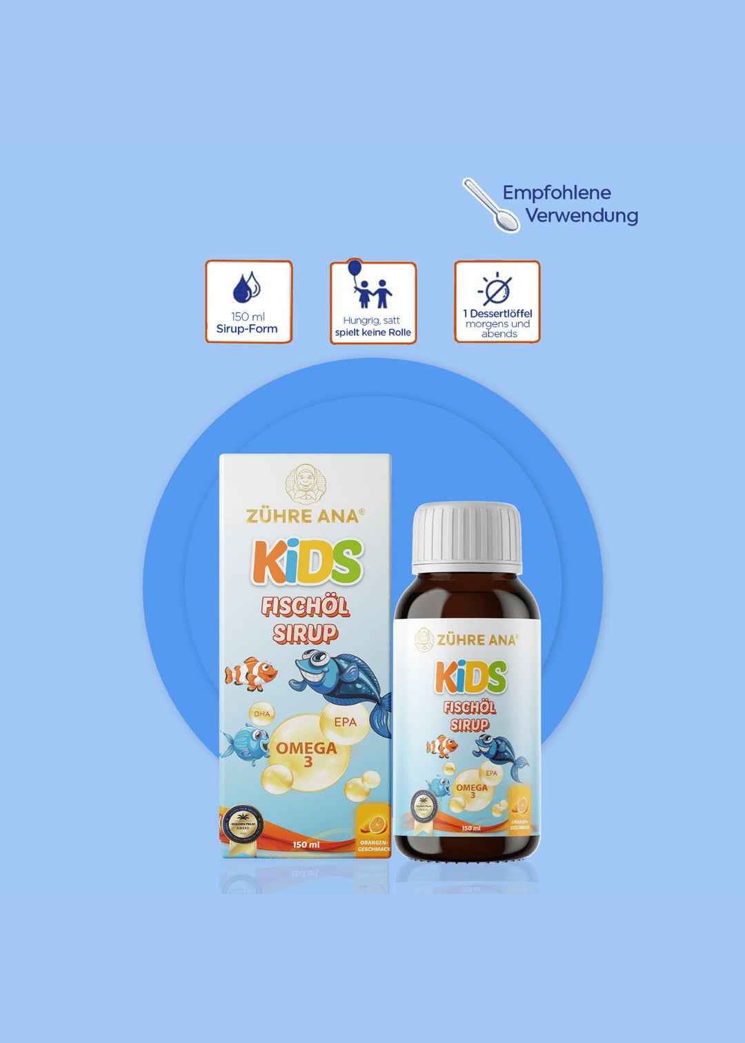 Zühre Ana Kids Balık Yağı Şurubu (Portakal aromalı) 150ml