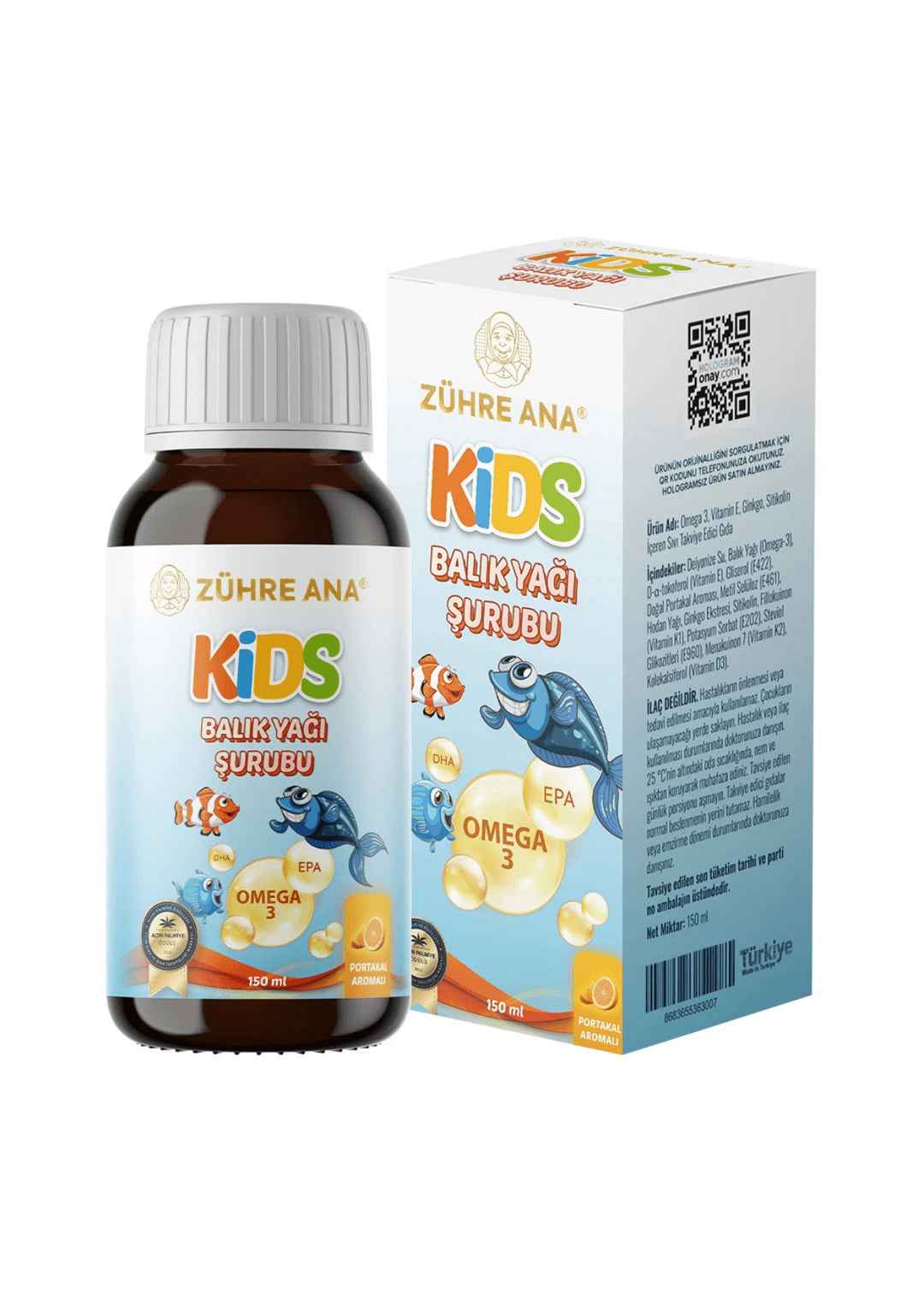 Zühre Ana Kids Balık Yağı Şurubu (Portakal aromalı) 150ml