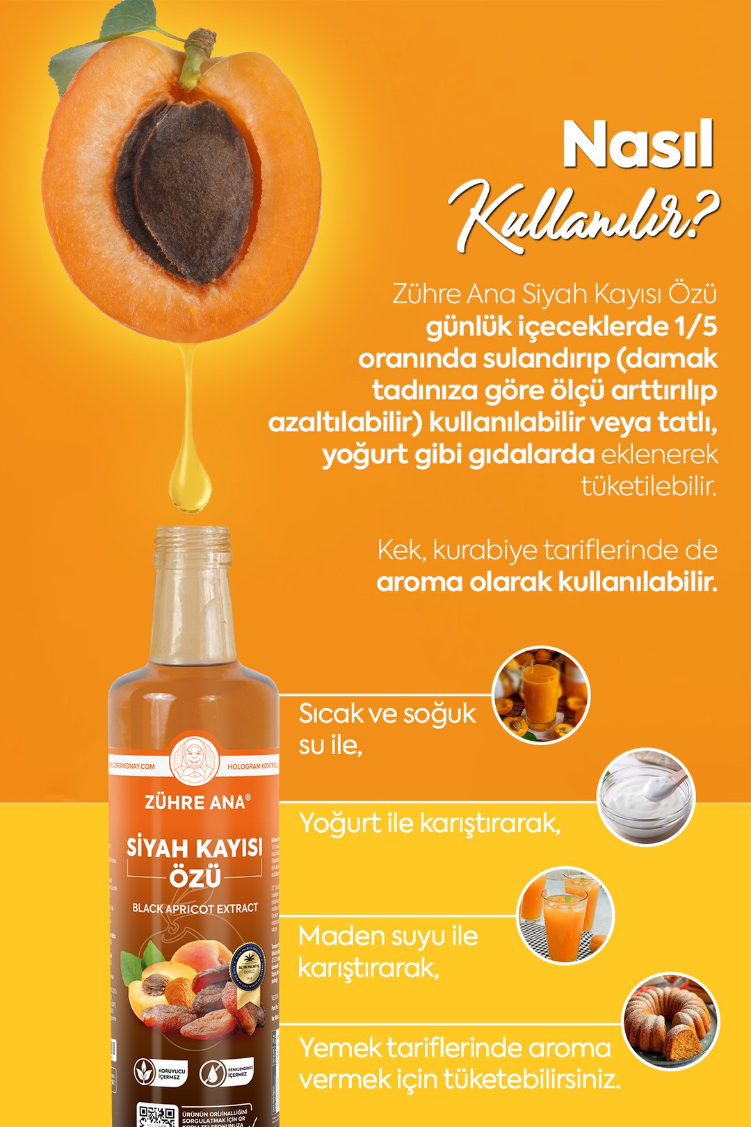 Zühre Ana Siyah Kayısı Özü 340g