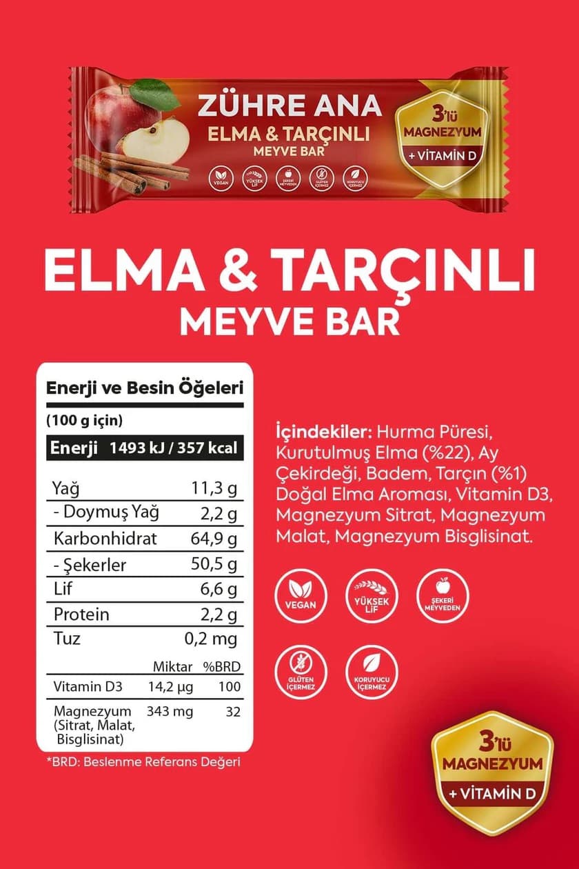 Zühre Ana Elma & Tarçınlı Meyve Barı 35g