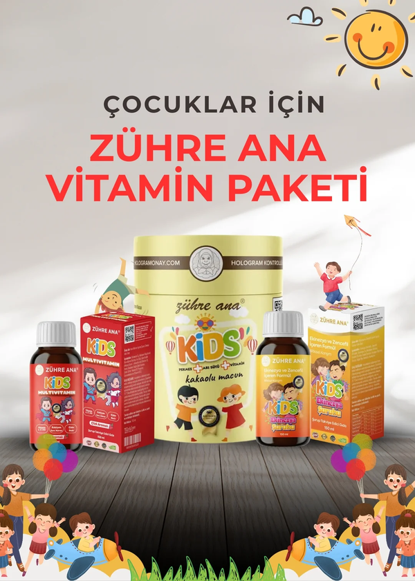Çocuklar için Vitamin Seti (Ekinezya Şurubu, Multivitamin Çilekli Şurup, Kakaolu Çocuk Macunu)