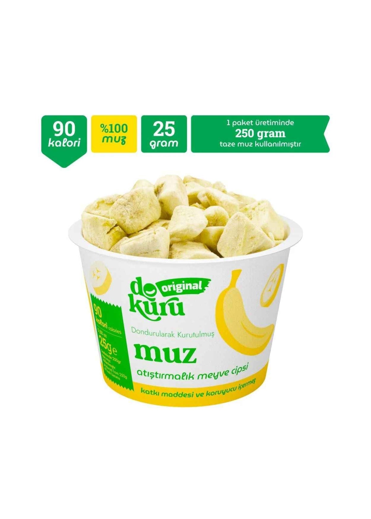 Dokuru Dondurularak Kurutulmuş Muz (Meyve Cipsi) 25g