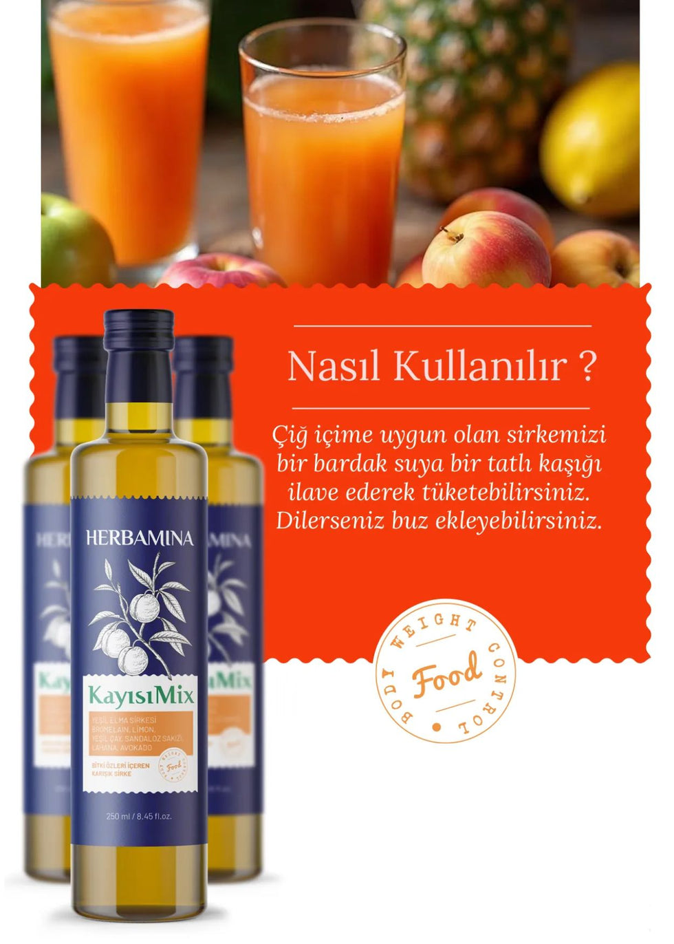 Herbamina Kayısı Mix Sirke 250ml