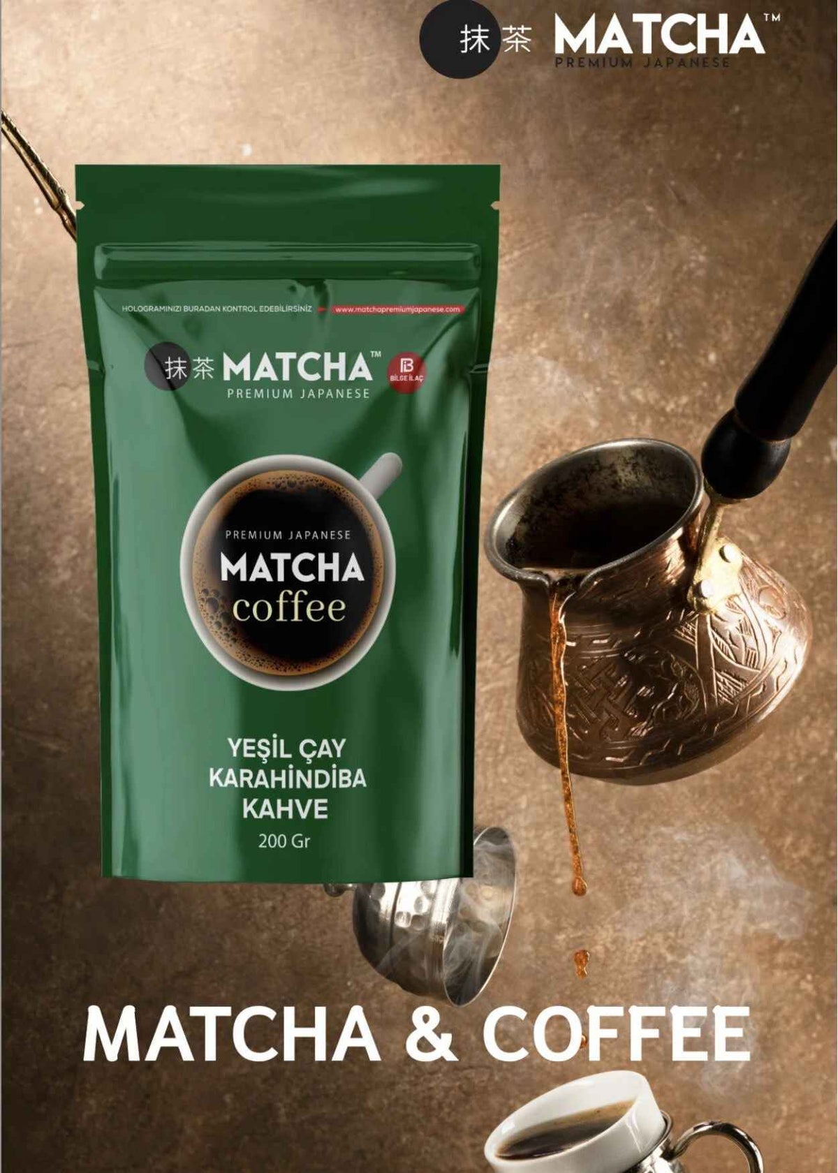 Matcha, Yeşil Çay ve Karahindiba İçeren Kahve (Premium Japon Matcha Kahvesi) 200g