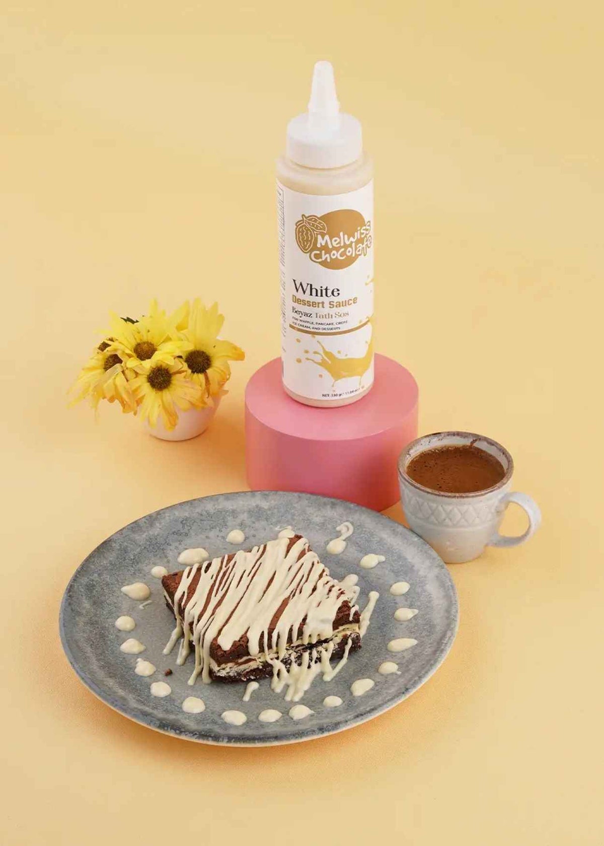 Melwiss Chocolate - Beyaz Tatlı Sos - Waffle & Krep & Pankek Sosu 330g
