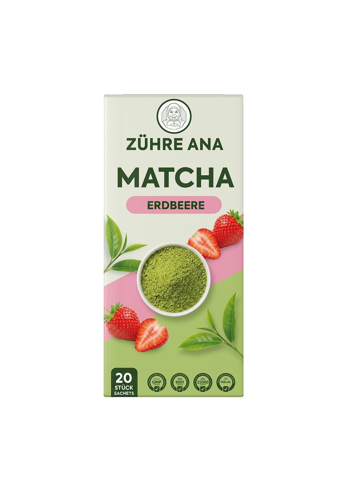 Zühre Ana Matcha Tee mit Grüntee & Spirulina (Erdbeeraroma) 20x8 g