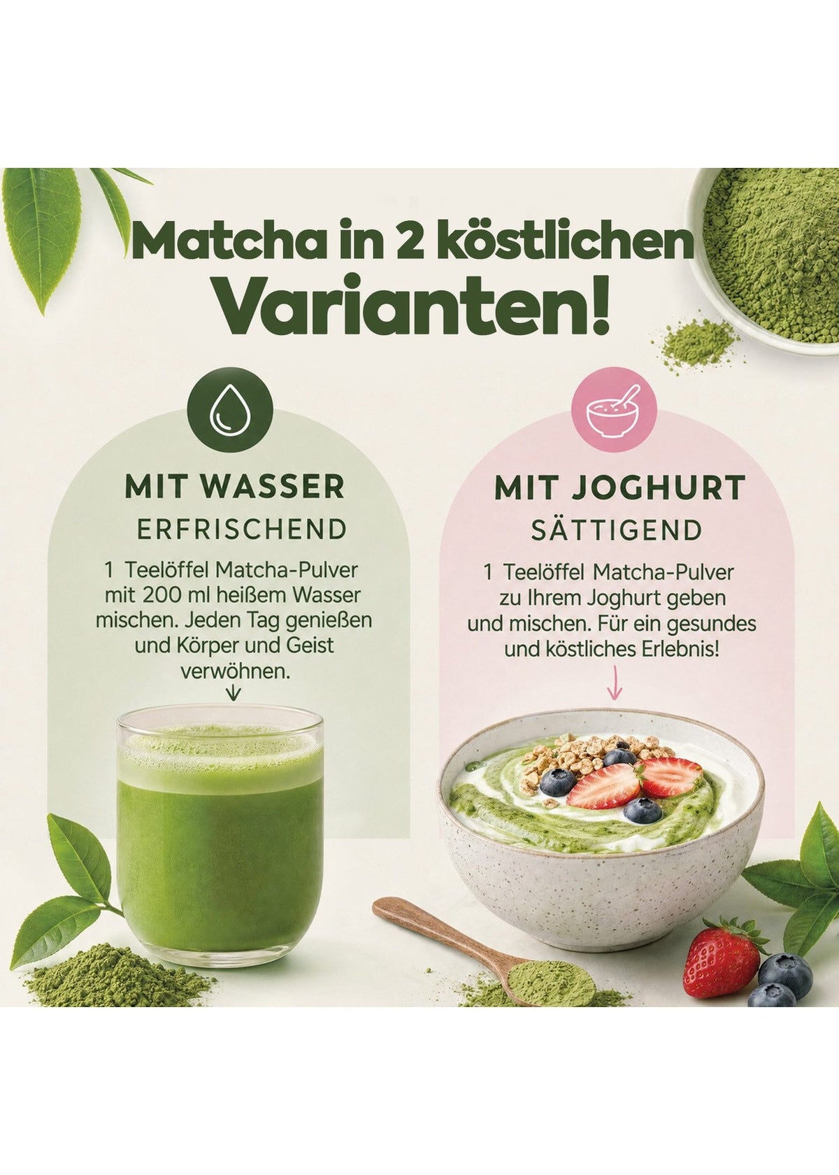 Zühre Ana Matcha Tee mit Grüntee & Spirulina (Erdbeeraroma) 20x8 g